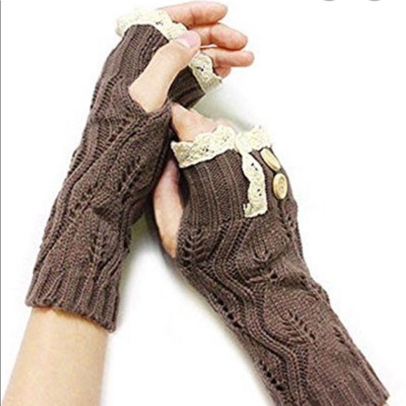 ICON Accessories Knit Hand Arm Warmers With Lace And Button Accents Poshmark